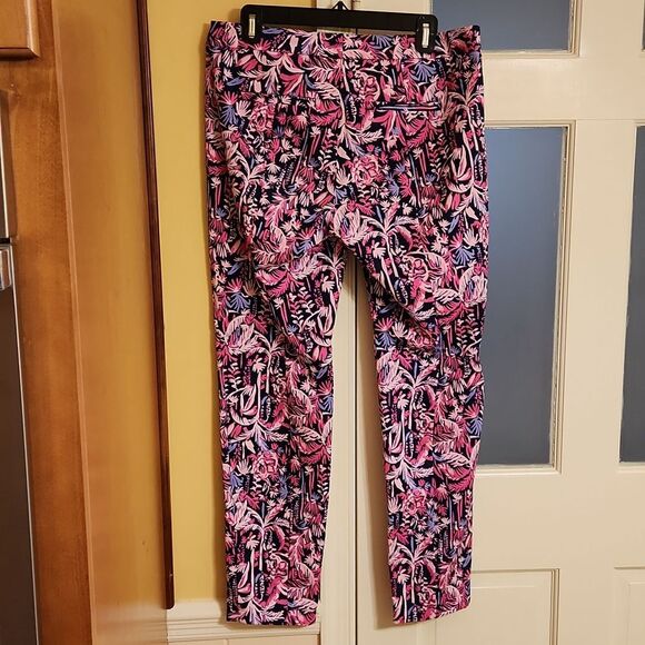 Lilly Pulitzer Kelly Skinny Ankle Pants in "Palm Trees Monkeys" Pink Size 10 - Picture 5 of 8